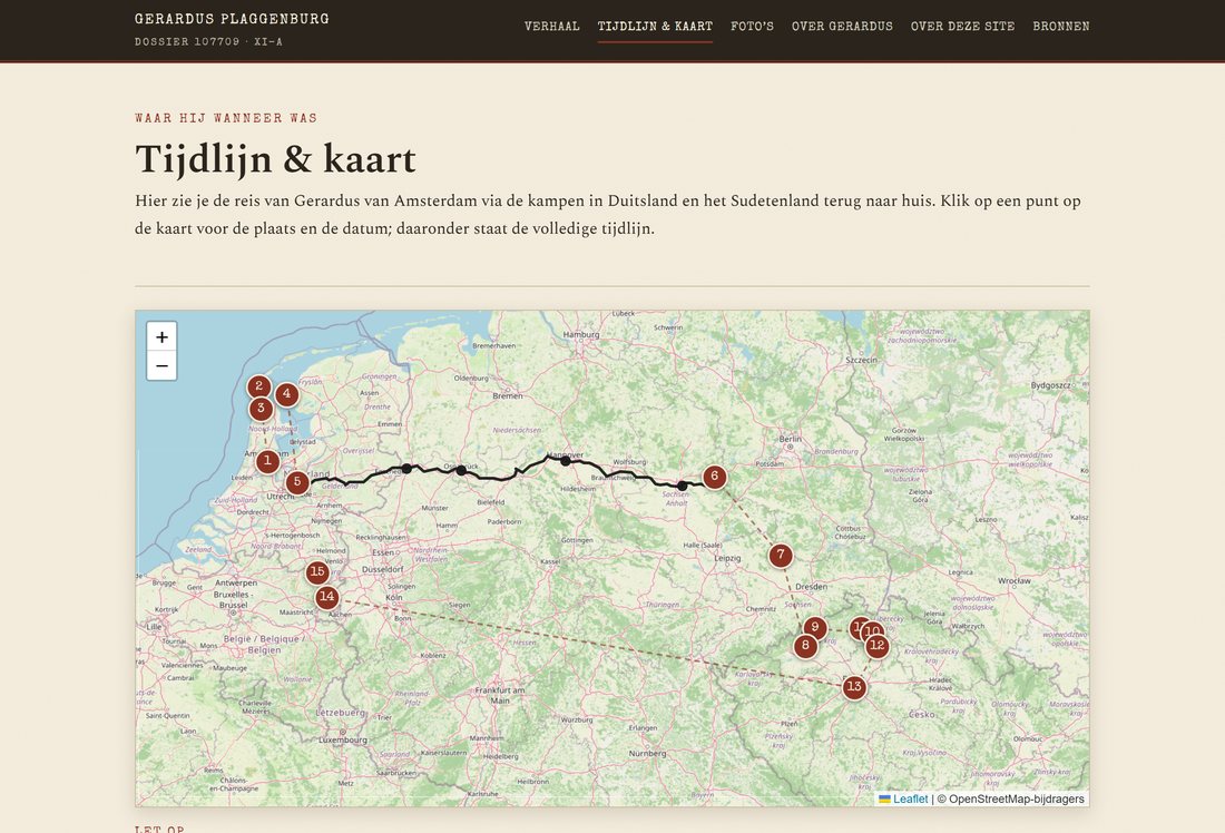 Interactieve kaart met de route