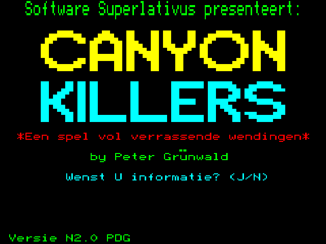 Het titelscherm van het originele Canyon Killers